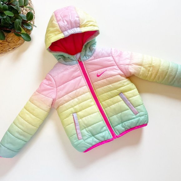 • Nike Rainbow Fleece Lined Puffer Jacket • 18-24m - Picture 1 of 7